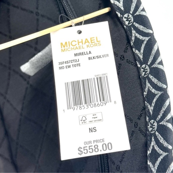 Michael Kors Mirella Medium Rainbow Logo Tote Bag Black/Silver - Picture 11 of 11